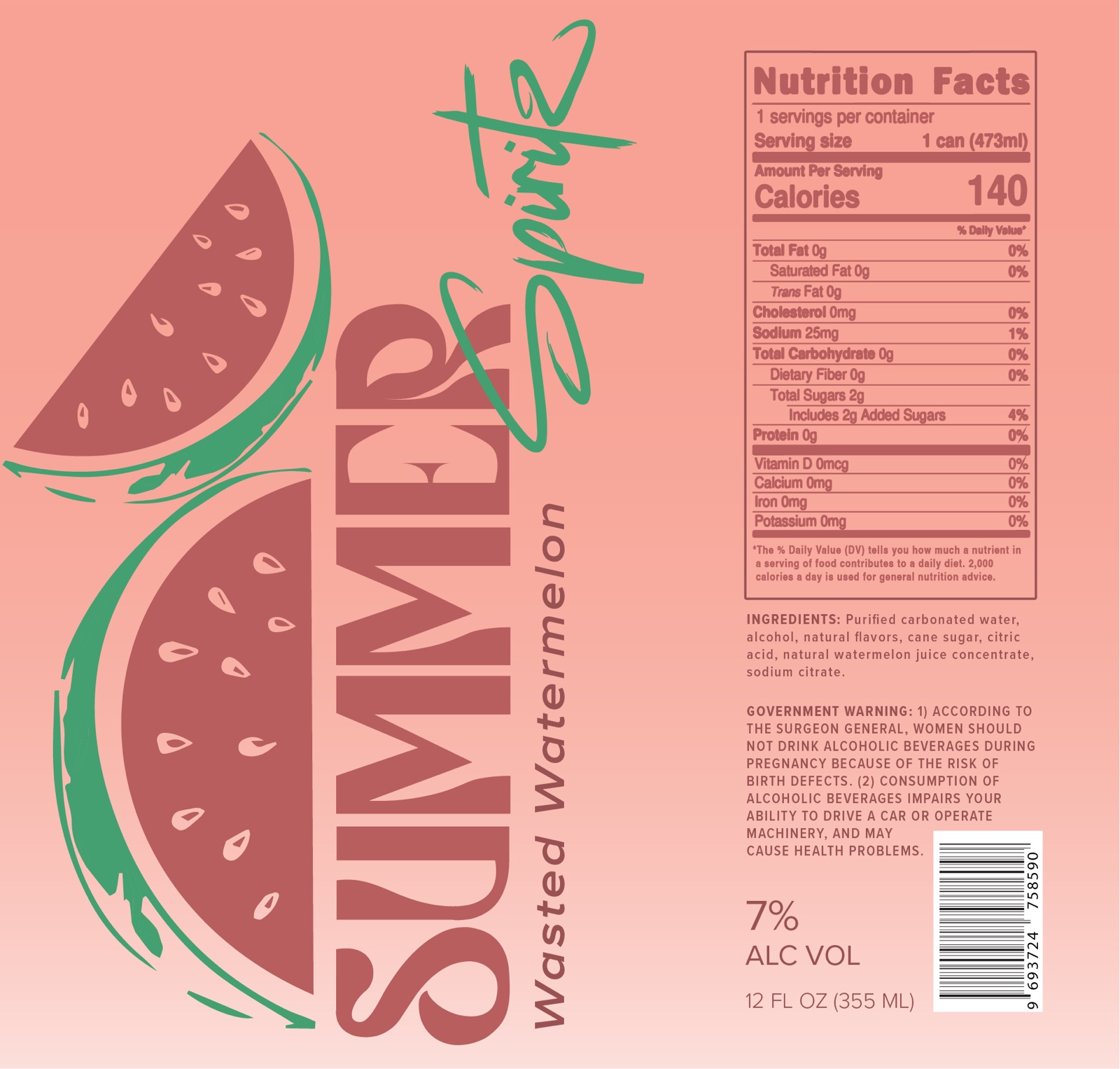 Wasted Watermelon can label design