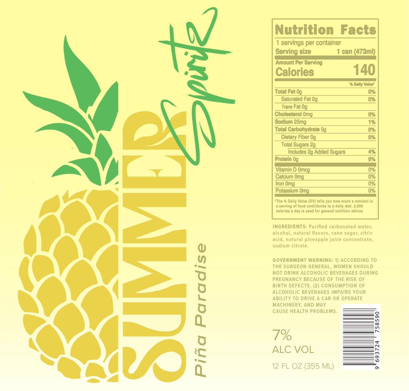 Piña Paradise can label design